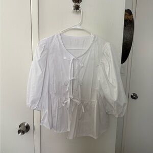 White Cotton Tie front Blouse | NWOT